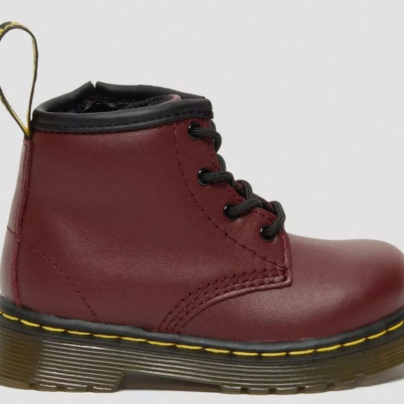 Doc Martens Infant Softy T Cherry Leather Boots Size 4 - Picture 2 of 6